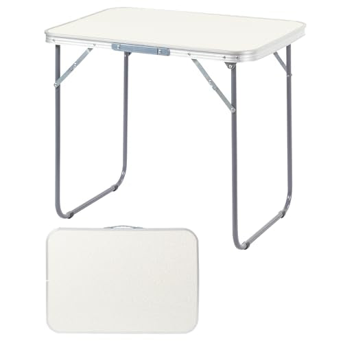 2.0 Ft Folding Portable Camping Table Small Folding Portable Camping Table, Adjustable Height, Outdoor Waterproof Aluminum Lightweight Suitcase Table for Picnic, BBQ, Beach, Dining - color: White, size: 2 FT