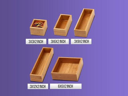 YBM HOME Pack of 12 Kitchen Drawer Organizer Storage Box Made of Bamboo, 3x3x2 Inch 320 - size: 3x3x2 inch ( Pack of 12 )