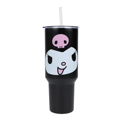 Bioworld Kuromi 40 Oz. Stainless Steel Tumbler With Leak-Proof Lid - color: Kuromi Face