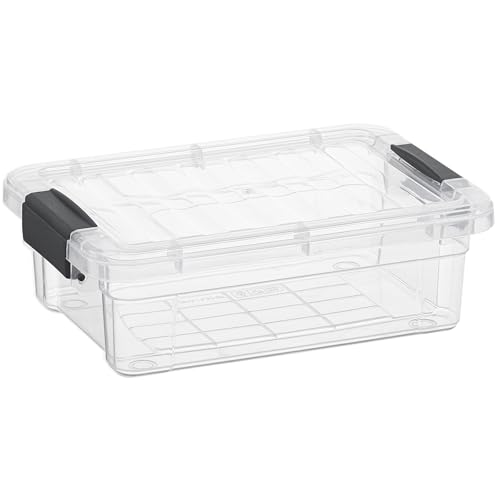 Superio Clear Storage Boxes with Lids, 1.27 Quart Plastic Container Bins for Organizing, Stackable Crates, BPA Free, Non Toxic, Odor Free, Organizers for Home, Office and Dorm - size: 8.25" x 5.5" x 3"