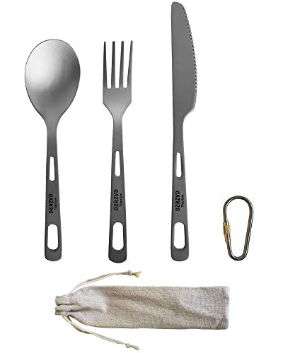 Titanium Spork and Spoon, 6.8" Camping Spork and Soup Spoon, Ultra-Light Eco-Friendly Travel Cutlery Set