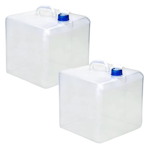 2 Pack 5.3 Gallon Collapsible Water Container with Spigot, BPA-Free Food Safe Water Storage Jug, Portable Foldable Canteen for Outdoor Camping Hiking Emergency Home Use Canteen