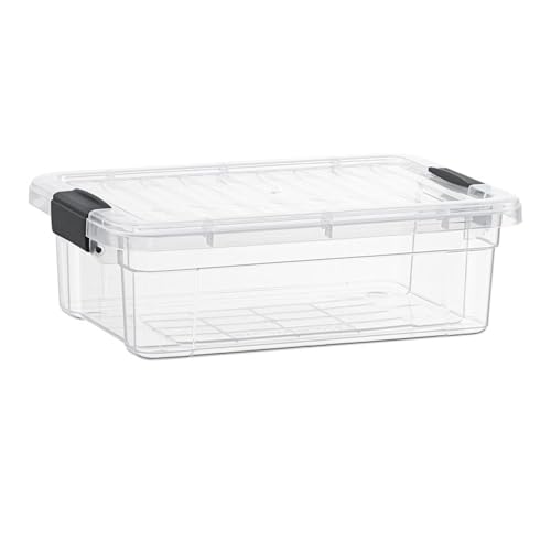Superio 13.7 Qt Clear Plastic Storage Bins with Lids and Latches, Organizing Containers, Stackable Plastic Bin for Home, Garage, School, and Office - size: 17.5" x 12" x 5.25"