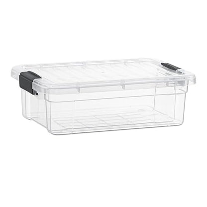Superio 13.7 Qt Clear Plastic Storage Bins with Lids and Latches, Organizing Containers, Stackable Plastic Bin for Home, Garage, School, and Office - size: 17.5" x 12" x 5.25"