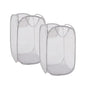 Foldable Pop Up Laundry Hamper – Set of 2 Collapsible Mesh Baskets with Handles for Kids, Baby, Dorm or Travel, Dual-Use Laundry Organizers for Clothes, Toys, Storage – Gray