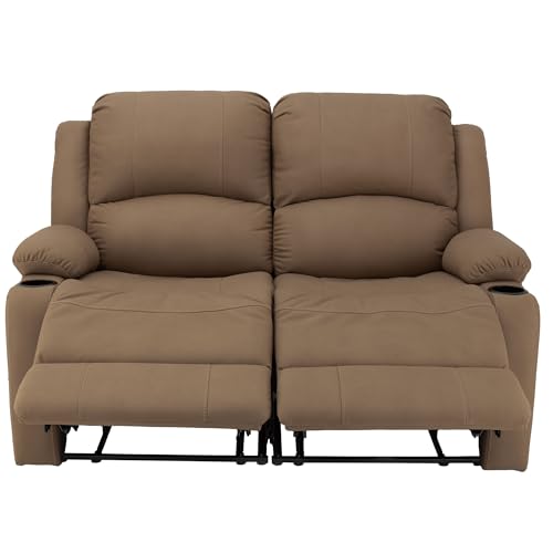 Camper Comfort Faux Suede Leather Reclining Chair, Cappuccino, 58" Wide x 41" Tall x 30" Deep, Wall Hugging Fit for RVs - color: Cappuccino, style: Powered