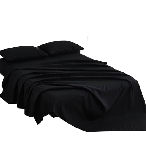 Kingnex Sofa Bed Sheets Queen for Sleeper Sofa Bed with 4-6 Deep Pocket Soft Double Brushed 1800 Microfiber 4 Piece Bedding Set (60"x74"x6") Black - color: Black, size: Sleeper Sofa Queen
