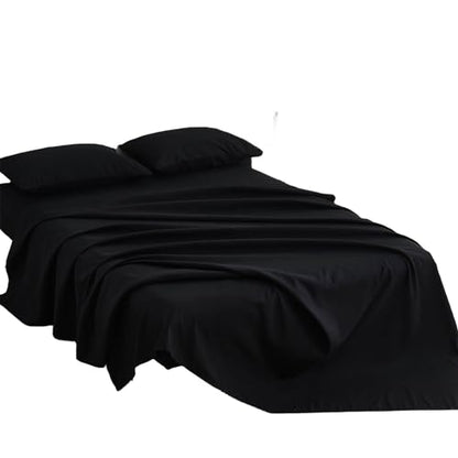 Kingnex Sofa Bed Sheets Queen for Sleeper Sofa Bed with 4-6 Deep Pocket Soft Double Brushed 1800 Microfiber 4 Piece Bedding Set (60"x74"x6") Black - color: Black, size: Sleeper Sofa Queen