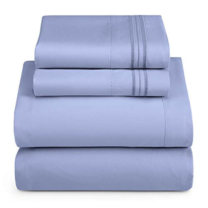 Hearth & Harbor Twin Size Sheets - 3 Piece Bed Sheet Set, Hotel Luxury Double Brushed Bed Sheets - Extra Soft Bedding Sheets & Pillowcases, Twin, Steel - color: Steel, size: Twin
