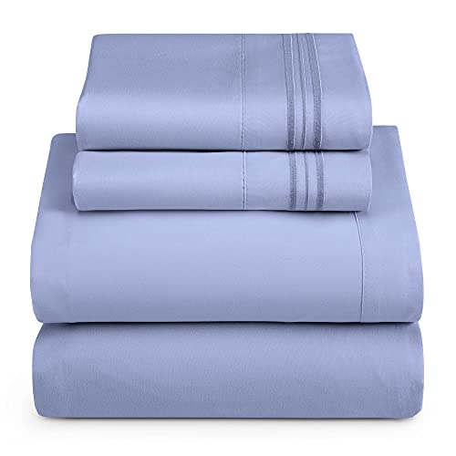 Hearth & Harbor Twin Size Sheets - 3 Piece Bed Sheet Set, Hotel Luxury Double Brushed Bed Sheets - Extra Soft Bedding Sheets & Pillowcases, Twin, Steel - color: Steel, size: Twin