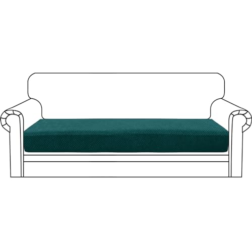 ZNSAYOTX Stretch Cushion Covers Sofa Cushion Couch Seat Covers Slipcovers Soft Replacement Unique Pattern Furniture Protector with Elastic Bottom (Blackish Green, 1 Pc 3-Seat Cushion Cover) - color: Blackish Green, size: 1 Cushion Sofa