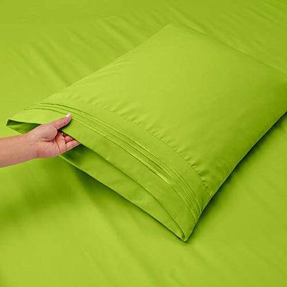 Hearth & Harbor Twin Size Sheets - 3 Piece Bed Sheet Set, Hotel Luxury Double Brushed Bed Sheets - Extra Soft Bedding Sheets & Pillowcases, Twin, Garden Green - color: Garden Green, size: Twin