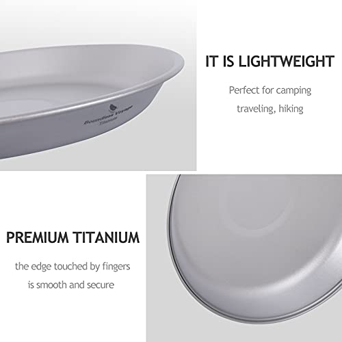 Boundless Voyage Titanium Dish Plate Bowl Set with Carry Bag Outdoor Camping Pan Campfire Tableware Cookware Mess Kit for Food Fruit Sauce (1pc 1111T) - color: 1pc 1111T