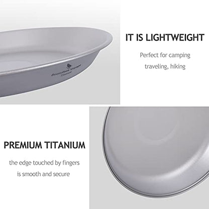 Boundless Voyage Titanium Dish Plate Bowl Set with Carry Bag Outdoor Camping Pan Campfire Tableware Cookware Mess Kit for Food Fruit Sauce (1pc 1111T) - color: 1pc 1111T