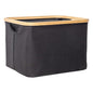 YAHUAN Small Collapsible Laundry Hamper with Bamboo Handle Small Foldable Laundry Basket for Wet & Dry Laundry 13.19 x 16.14x 11.22 inches (Black)
