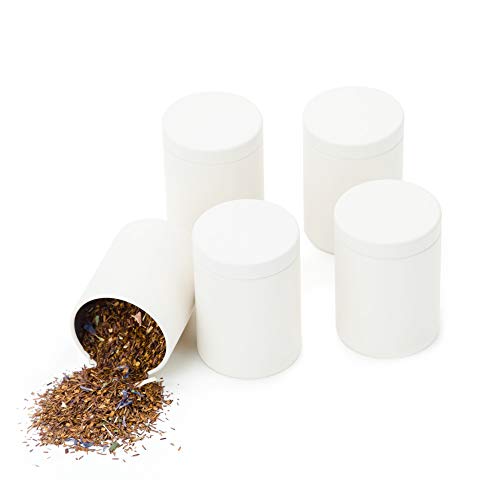 Small Tin Can Box with Airtight Lids Canister for Coffee Tea Candy Storage Loose Leaf Tea Tin Containers Storage 5 Pcs (White, M) - color: White, size: M=(D:1.85"*H:2.56")