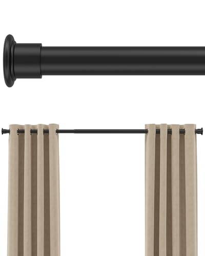 Tension Curtain Rod By EZFurni,123-160 Inches, Heavy Duty Tension Rod,Adjustable Curtain Rods No Drilling & Easy Assemble Extra Long Tension Rod, Black - color: Black, size: 123-160 Inches