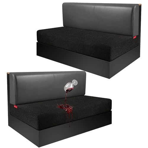 Waterproof RV Dinette Cushion Covers - Stretch Fabric Camper Seat Slipcover Replacement, Washable RV Couch Cover Designed for Camper Car Bench (Loveseat 2 Bench Cover, Black) - color: Black, size: Loveseat 2 Bench Cover
