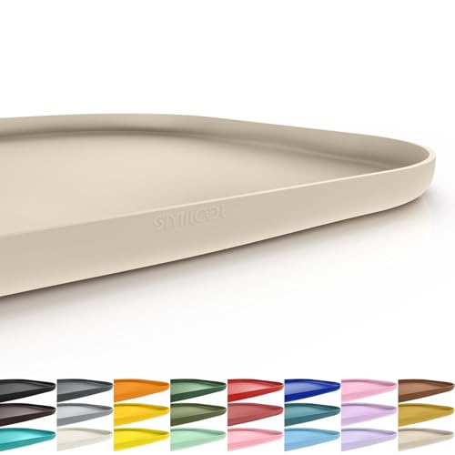 SMILOOL Silicone Pet Food Mat with Raised Edge for Food and Water Bowl, Dog Feeding Mats, Cat Food Trays for Floor Waterproof, Rubber Tray for Dogs and Cats, 22 x 14 x 0.8 Beige - color: Beige, size: 22"L x 14"W