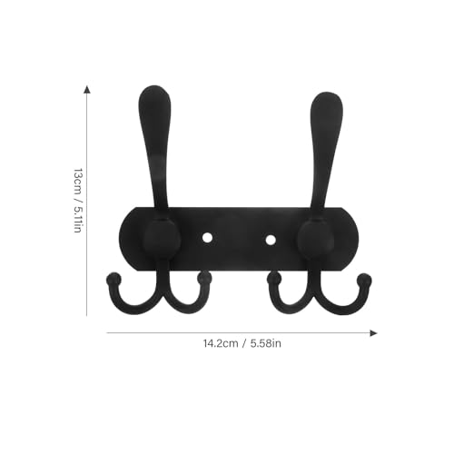 Beaupretty Wall Mounted Storage Hooks 3-Head Multi-Functional Black Metal Utility Rack for Kitchen Bathroom Bedroom, Household Towel and Key Organizer