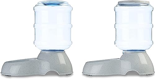 Amazon Basics Automatic Pet Water Dispenser and Gravity Food Feeder Set for Cat and Dog, Easy to Clean, 152fl.oz food feeder, 135.3fl.oz water dispenser, Small, Pack of 2 - size: Small, style: Waterer + Feeder