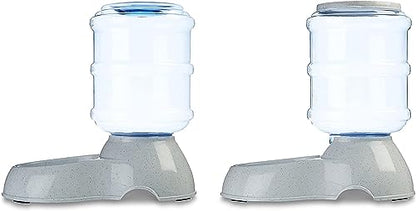 Amazon Basics Automatic Pet Water Dispenser and Gravity Food Feeder Set for Cat and Dog, Easy to Clean, 152fl.oz food feeder, 135.3fl.oz water dispenser, Small, Pack of 2 - size: Small, style: Waterer + Feeder