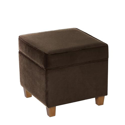 HomePop 18" Classic Square Storage Ottoman - Chocolate Brown Velvet - color: Chocolate Brown Velvet