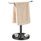 Stainless Steel Hand Towel Holder with Storage Tray for Bathroom Countertop | Weighted base with anti-slip pads keeps towels stable while the tray neatly stores jewelry, watches and essentials. - color: Black-1p（with Tray）
