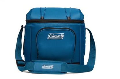 Coleman Chiller Insulated Soft Cooler, Leakproof 9/16/30 Can Cooler with 12+ Hour Ice Retention, Made with Recycled Materials, Great for Lunch, Camping, Beach, Pool, Sports, & More - color: Blue, style: 16 Can