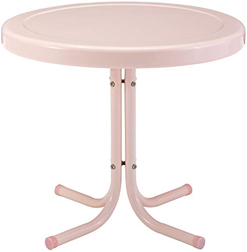 Crosley Furniture Griffith Weather Resistant Retro Metal Outdoor Side Table for Patio, Deck, Porch, Pink - color: Pink