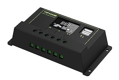 Topsolar 30W 12V/24V Solar Panel Kit, Monocrystalline Solar Battery Trickle Charger Maintainer +10A PWM Charge Controller + Adjustable Mount Bracket for Car, RV, Boat, Motorcycle, Off-Grid System - size: 30W-K