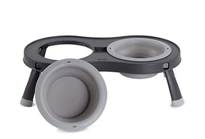 Dexas Pets Double Elevated Pet Feeder, Light Gray, Small/1 Cup Capacity Bowls (PW100432429) - color: Light Gray, size: Small/1 Cup Capacity Bowls