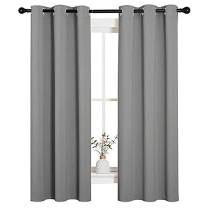 NICETOWN Silver Grey Blackout Curtain Panels for Bedroom, Thermal Insulated Grommet Top Blackout Draperies and Drapes (2 Panels, W34 x L63 inches) - color: Silver Grey, size: 34"W x 63"L (Pack of 2)