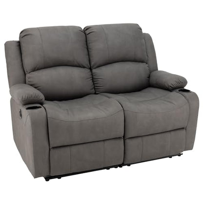 Camper Comfort 58" Wall Hugger Reclining Theater Seats | Double Recliner Sofa | RV Couch | Theater Seating | Furniture (Powered, Slate) - color: Slate, style: Powered