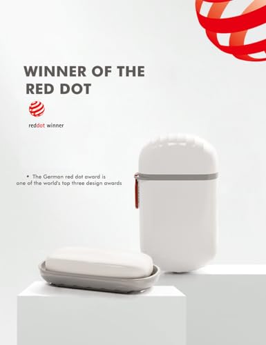 Upgraded Leakproof Travel Soap Case, Shampoo Bar Holder, powerland Soap Container with Draining Layer, Portable Bar Soap Holder for Bathroom, Camping, Gym, Red Dot Design Recipient
