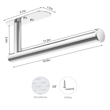VAEHOLD Self Adhesive Paper Towel Holder Under Cabinet Mount, Wall Mounted Paper Towel Roll Holder for Kitchen, Bathroom, Wall - Stainless Steel (Bright Surface) - color: Polished Chrome