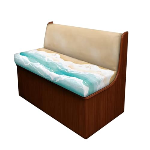 NDISTIN Beach Waves RV Dinette Cushion Covers 2 Sets Comfortable Rv Seat Covers Dinette Booth Cushions Stretchable Rv Bench Seat Covers for Dinette for RV Camper Car Bench Seats - color: Beach Waves