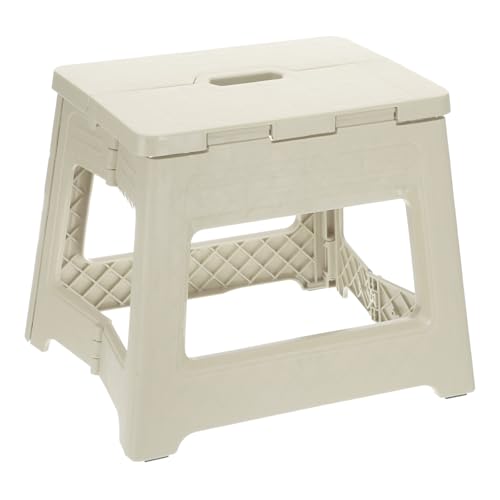 uxcell 9" Folding Step Stool for Adults 132 lbs Capacity Non-Slip Step Stool with Handle Collapsible Foot Stools, White Small Stepping Stool for Bathroom, Bedroom, Kitchen - color: White, size: 10 x 7.3 x 9.6inch