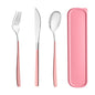 Travel Utensils with Case, 4pc Reusable Utensils Set with Case, Camping Utensil Set, Portable Silverware Lunch Utensils Set for Work Camping School (Pink) - color: Pink