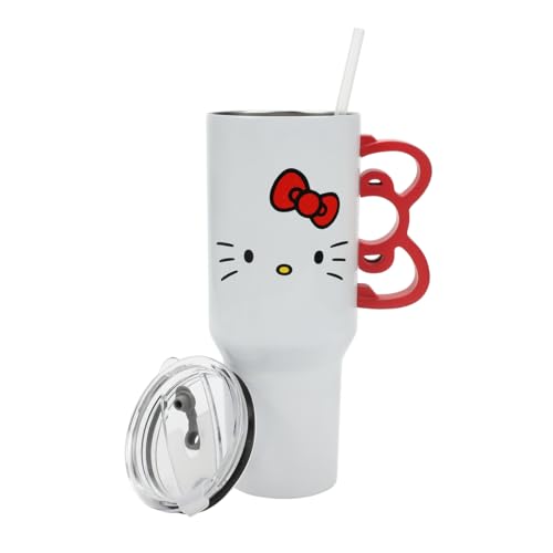 Bioworld Hello Kitty 40 Oz Stainless Steel Tumbler With Sculpted Bow Handle - color: Hello Kitty Sculpted Bow