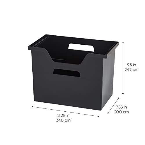 IRIS USA Large Portable Desktop File Box with Open Lid, 4 Pack, Side Handles, Hanging File Folders, Tabs & Inserts, Letter Size, Magazines, Newspapers, Mail, Books, Notebooks, Black - size: 4 - Pack, style: Open Top Bin (L - Black)