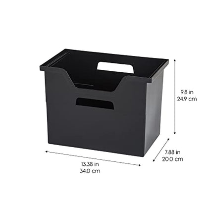 IRIS USA Large Portable Desktop File Box with Open Lid, 4 Pack, Side Handles, Hanging File Folders, Tabs & Inserts, Letter Size, Magazines, Newspapers, Mail, Books, Notebooks, Black - size: 4 - Pack, style: Open Top Bin (L - Black)