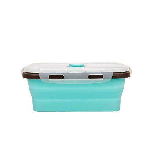 CARTINTS Set of 3 Collapsible Food Storage Containers with Lids, Collapsible Silicone Bowls, Silicone Lunch Containers, For Meal Prep, Camping, Travel, Microwave and Freezer Safe,500ml,Blue - color: Blue