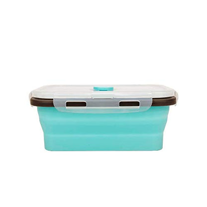 CARTINTS Set of 3 Collapsible Food Storage Containers with Lids, Collapsible Silicone Bowls, Silicone Lunch Containers, For Meal Prep, Camping, Travel, Microwave and Freezer Safe,500ml,Blue - color: Blue