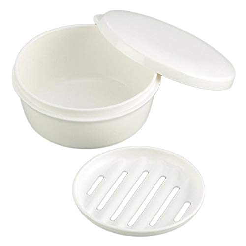 [LENITH] Travel Soap Dish Soap Case Holder Portable Clear Soap Container Box Bathroom/Gym Shower/Outdoor Camping (Round White) - color: Round White