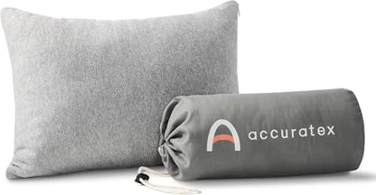 ACCURATEX Camping Pillow-100% Cotton Breathable Cover,Shredded Memory Foam Compressible Travel Pillow,Camping&Travel Accessories-Small Backpacking Pillow Camping Essentials for Sleeping,Car&Airplane - color: Grey