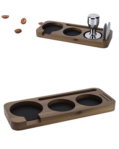 51-58mm Espresso Tamping Station, 3-Slot Premium Walnut Espresso Organizer Station, Non-Slip Espresso Machine Accessories for Barista Countertop, Coffee Gifts for Coffee Lovers - color: Brown Station 58mm