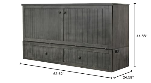 Mega Solutions Murphybedz Tuscany Murphy Cabinet Chest Bed with Charging Station 6 Inch (Galaxy Grey, King) - color: Galaxy Grey, size: King (U.S. Standard)