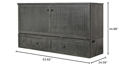 Mega Solutions Murphybedz Tuscany Murphy Cabinet Chest Bed with Charging Station 6 Inch (Galaxy Grey, King) - color: Galaxy Grey, size: King (U.S. Standard)