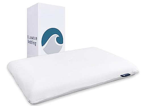 Bluewave Bedding Slim Gel Memory Foam Pillow for Stomach, Back and Side Sleepers - Therapeutic Design for Spinal Alignment, Better Breathing and Enhanced Sleeping (4-Inches Height, Standard) - style: 4"H Slim (Standard)